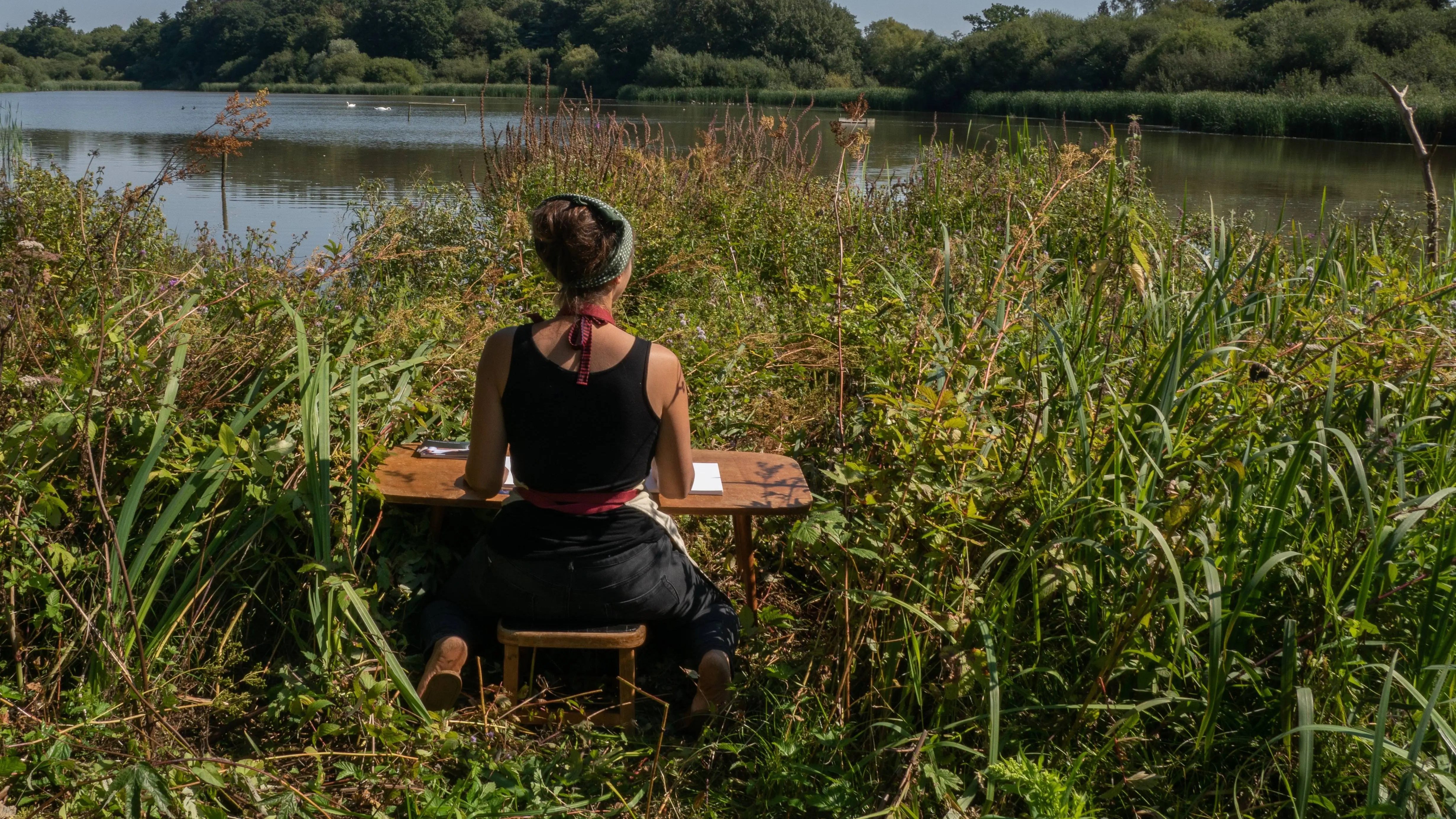 Tanya Shadrick in residence at Warnham Nature Reserve - credit Paul Shergold